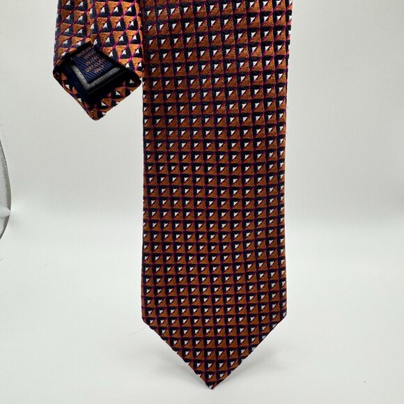 NWT Altea Silk Triangle Tie โ Bronze, Blue, White, Purple Modern Made in Italy - Picture 4 of 8